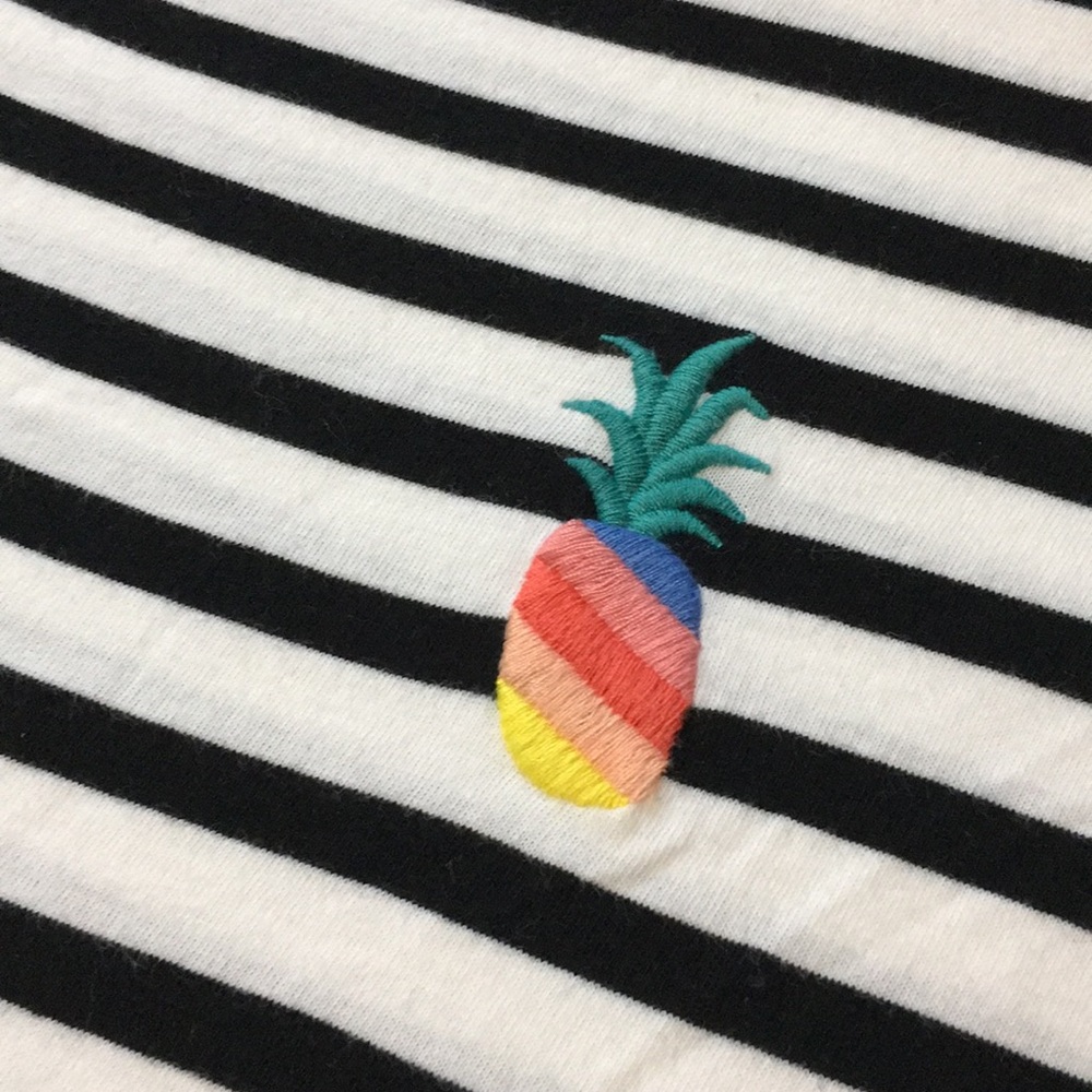 Old Navy Black & White Stripe Tee with Pinapple - Picture 5 of 8